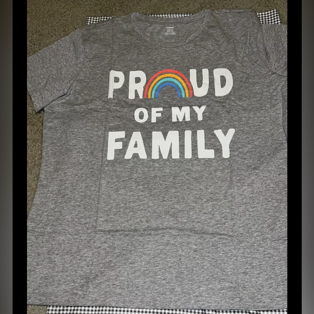 Carter's shirt "Proud Of My Family " Size X Large Adult Men or Women Brand New